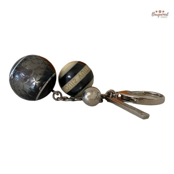 Authentic LOUIS VUITTON Black Silver Mini Lin Croisette Bag Charm - Picture 9 of 10